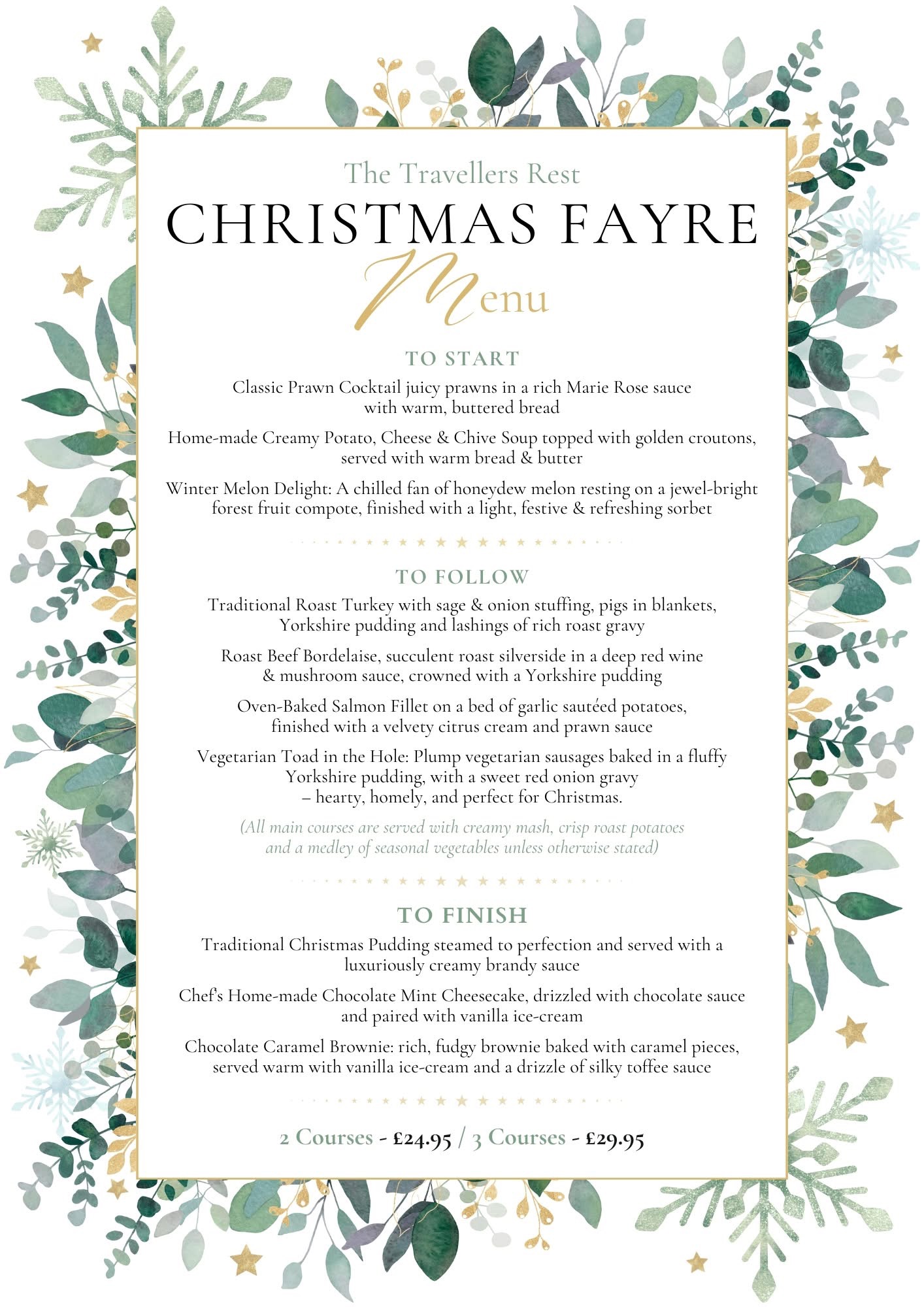 Christmas Fayre Menu